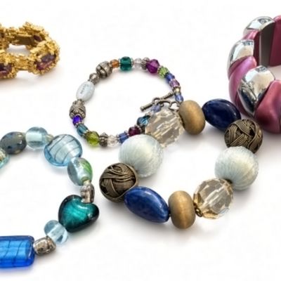 Sale Photo Thumbnail #28: 7pc Mixed Media Bracelet Lot