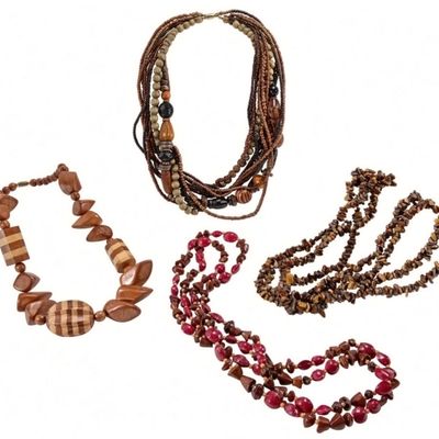 Sale Photo Thumbnail #195: Beaded Necklace Lot, Natural Stone & Wood