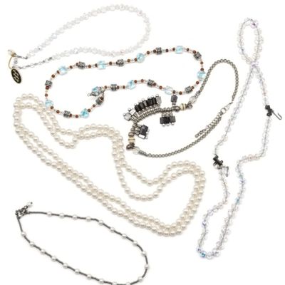 Sale Photo Thumbnail #152: (6) Clear Bead & Faux Pearl Necklaces