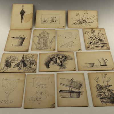 Sale Photo Thumbnail #208: O. P. Hall, A Collection of Fourteen Pen and Ink Drawings, 1917-1918