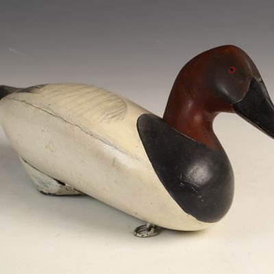Sale Photo Thumbnail #47: R. P. Madison Signed Carved Wood Canvasback Drake Duck Decoy