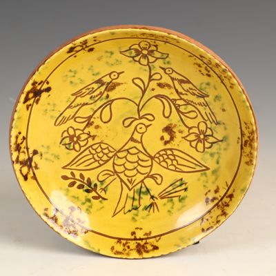 Sale Photo Thumbnail #131: Lester Breininger Signed Sgraffito Redware Plate Dated 2000