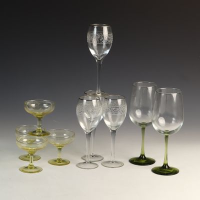 Sale Photo Thumbnail #12: Nine Pieces of Assorted Decorative Glassware Including Mikasa Lace Wine Glasses