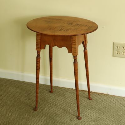 Sale Photo Thumbnail #89: River Bend Ltd Tiger Maple Queen Anne Style Oval Side Table