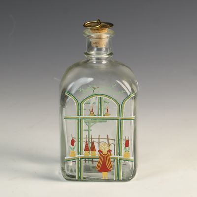 Sale Photo Thumbnail #7: Holmegaard 1987 Christmas Glass Decanter with Brass Ring Cork Stopper