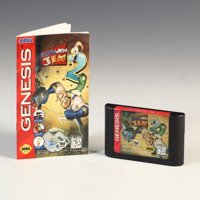 Sale Photo Thumbnail #172: Earthworm Jim 2 Sega Genesis Cartridge and Instruction Manual