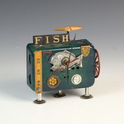 Sale Photo Thumbnail #3: Mixed Media Steampunk Fish Assemblage Sculpture