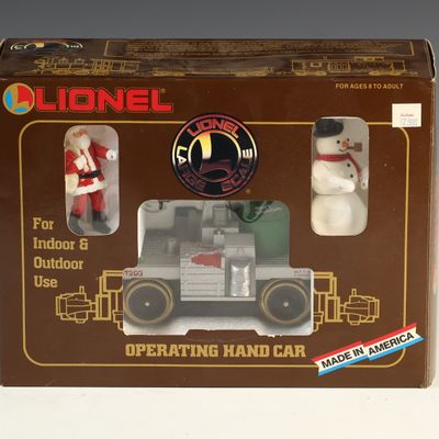Sale Photo Thumbnail #192: Lionel Large Scale Santa and Snowman Operating Hand Car Model 8-87203