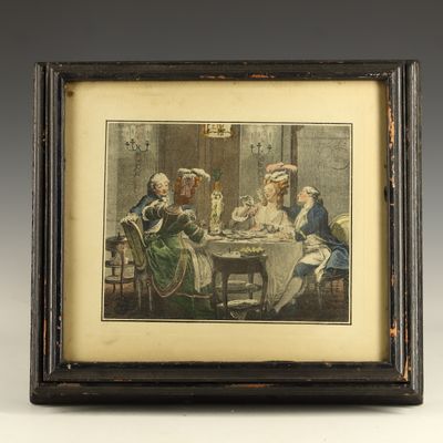 Sale Photo Thumbnail #236: Large Antique Wooden Vanity Box with Hand-Colored French Gentry Print