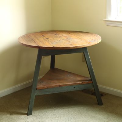 Sale Photo Thumbnail #85: Contemporary Reclaimed Wood Cricket Table with Green Painted Base
