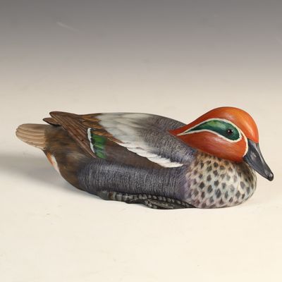 Sale Photo Thumbnail #61: Hand Carved and Painted Decorative Wood Duck Decoy Green Winged Teal