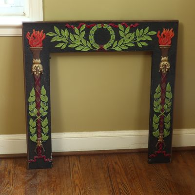 Sale Photo Thumbnail #255: Neoclassical Polychrome Painted Cast Iron Fireplace Surround