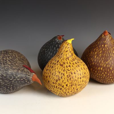 Sale Photo Thumbnail #122: A Set of Les Ceramiques de Lussan Heidi Caillard Ceramic Guinea Fowl Figurines