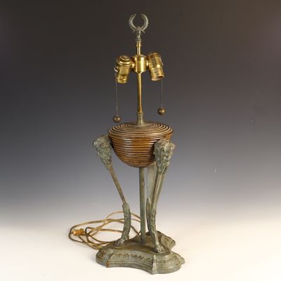 Sale Photo Thumbnail #119: Neoclassical Style Chapman Brass and Cast Metal Satyr Motif Table Lamp