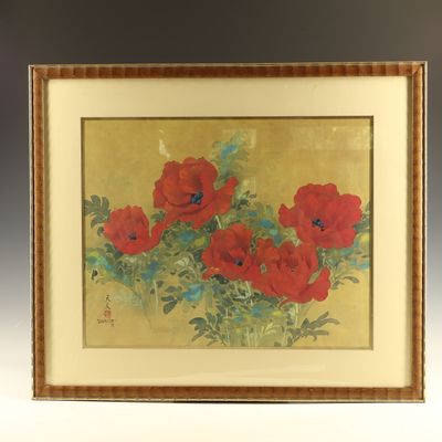Sale Photo Thumbnail #244: David Lee, Poppies, Watercolor and Gouache on Paper, 1978