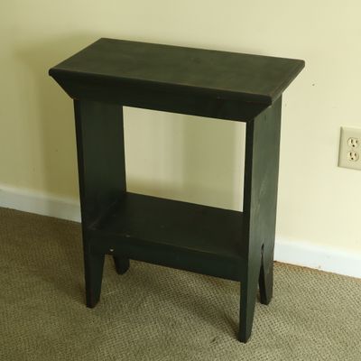Sale Photo Thumbnail #90: Primitive Style Distressed Green Painted Wood Side Table with Bootjack Feet