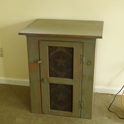 Sale Photo Thumbnail #87: Single Door Primitive Style Punched Tin Star Pie Safe
