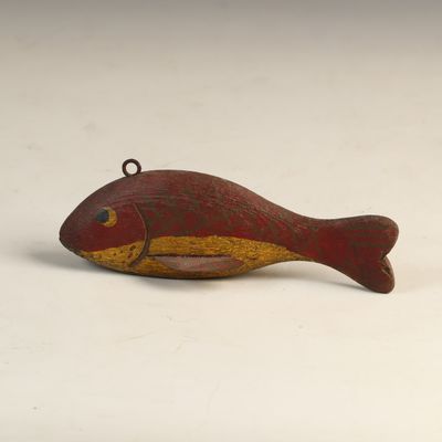 Sale Photo Thumbnail #58: Vintage Hand Carved and Painted Wooden Fish Spearing Decoy
