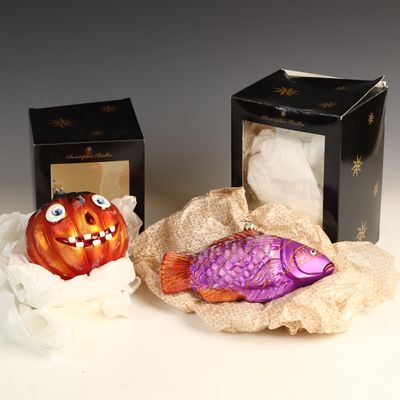 Sale Photo Thumbnail #22: Two Christopher Radko Hand Blown Glass Ornaments including Junior Jack Pumpkin