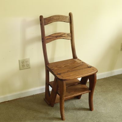 Sale Photo Thumbnail #94: American Oak Metamorphic Library Step Chair