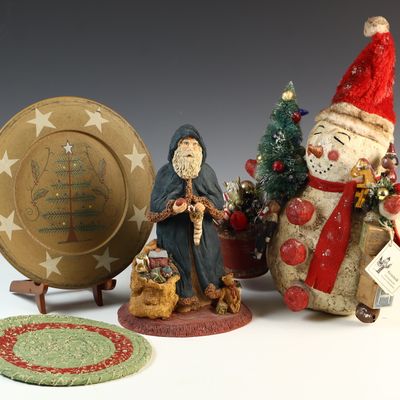 Sale Photo Thumbnail #200: A Group of Five Americana Folk Art Christmas Decorative Items Including June C. McKenna and Krisnick