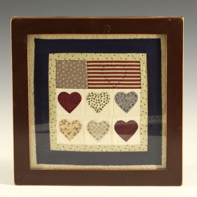 Sale Photo Thumbnail #214: HK, An American Memory, Framed Americana Textile Applique (Signed)