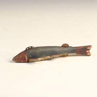 Sale Photo Thumbnail #64: Oscar Peterson Carved and Painted Walleye Fish Decoy
