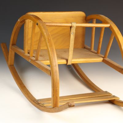 Sale Photo Thumbnail #145: Delphos Bending Company Teetertot Wooden Baby Bouncer Rocking Chair