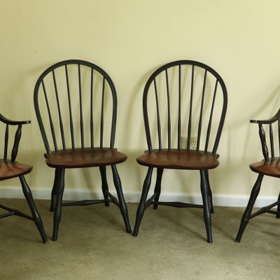 Sale Photo Thumbnail #98: A Set of Four Nichols and Stone Windsor Style Dining Chairs