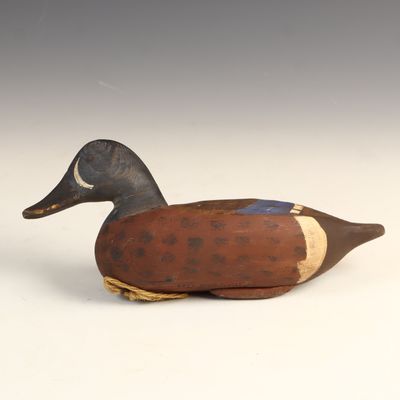 Sale Photo Thumbnail #74: R.D. Schwarm Carved and Painted Blue-Winged Teal Duck Decoy Dated 1986