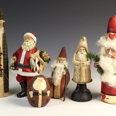 Sale Photo Thumbnail #11: Collection of Six Vintage Folk Art and Traditional Santa Claus Figurines including B Swann Designs
