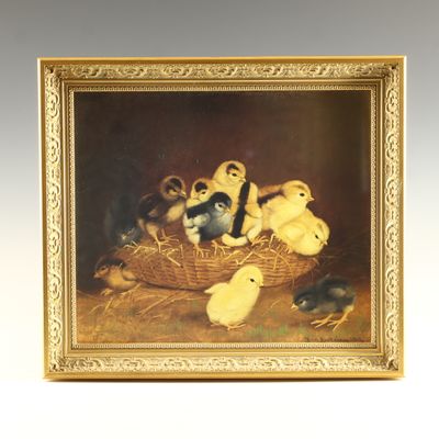 Sale Photo Thumbnail #240: Ben Austrian, Chicks in a Basket, print, 1919