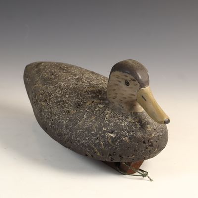 Sale Photo Thumbnail #42: Vintage Cork Body Black Duck Decoy