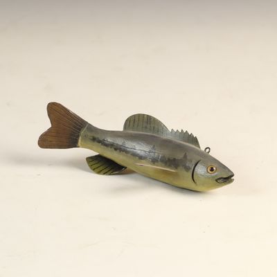 Sale Photo Thumbnail #72: B.D. Moreno Hand-Carved and Painted Wooden Largemouth Bass Fish Decoy Dated 2007