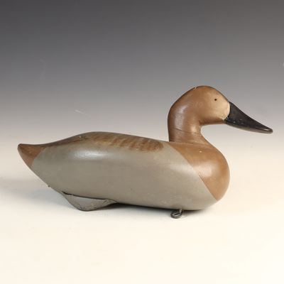 Sale Photo Thumbnail #67: R. Madison Mitchell Signed and Dated 1954 Canvasback Hen Duck Decoy