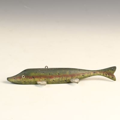 Sale Photo Thumbnail #70: American Carved and Painted Wood Rainbow Trout Ice Fishing Decoy