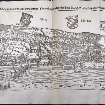 Sale Photo Thumbnail #38: Munster, pub. 1578 - View of Heidelberg, Germany