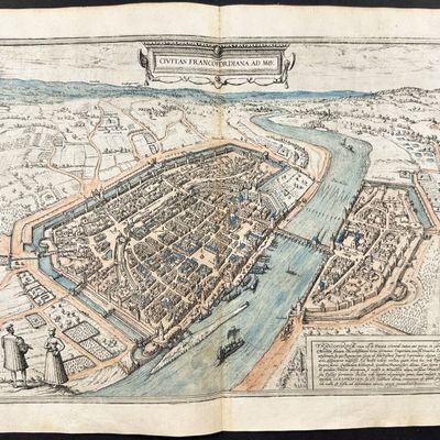Sale Photo Thumbnail #47: Braun & Hogenberg, pub. 1575 - Vew of Frankfurt am Main, Germany