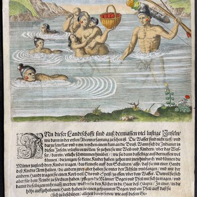 Sale Photo Thumbnail #68: De Bry - Florida - Floridians crossing over to an island to take their pleasure