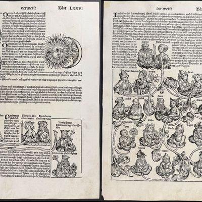 Sale Photo Thumbnail #41: Schedel, pub. 1493 - Pair of Pages with Religious & Historic Figures