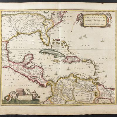 Sale Photo Thumbnail #60: De Wit - Map of the Southeast North America, West Indies, part of Central & South America