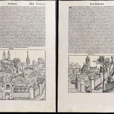 Sale Photo Thumbnail #44: Schedel, pub. 1493 - 4 Pages with Town View & Religious & Historic Figures