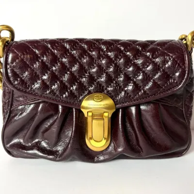 Francesco Biasia Burgundy Leather Handbag w/ Gold-Tone Hardware 