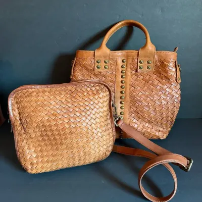 Langellotti & Platania Italian Leather Woven Handbags (2)
