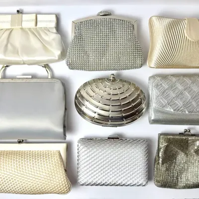 Vintage/VTG-Style Magid, Carlo Fellini & More Bags: Cream & Silver-Tone