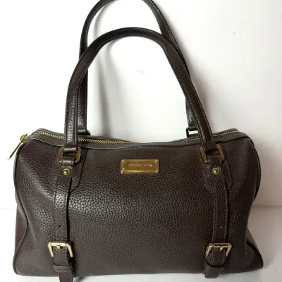 Michael Kors Bedford Legacy Brown Pebbled Leather Duffel Satchel