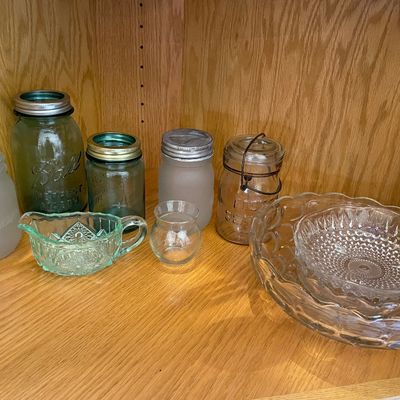 Sale Photo Thumbnail #122: Jars and clear glass