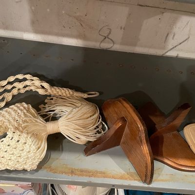 Sale Photo Thumbnail #557: Macrame planter and wood shelves