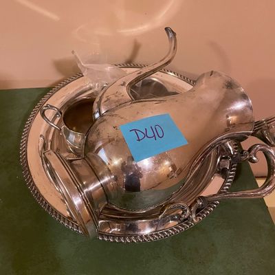 Sale Photo Thumbnail #445: Silver plate tea set