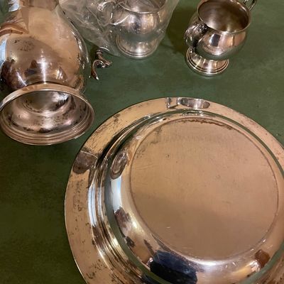 Sale Photo Thumbnail #444: Silver plate tea set